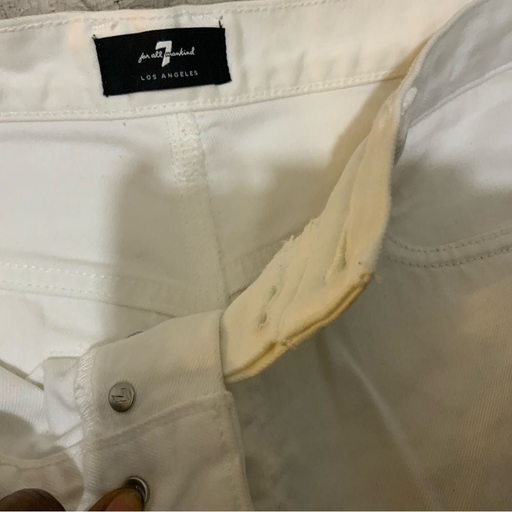 7 for all Mankind Cutoff Denim Shorts button fly in White size 28 - Picture 7 of 14